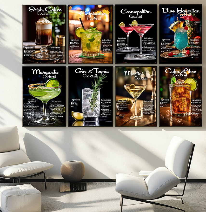 Vintage Fashion Prints For Wall - Classic Vintage Cocktail Mojito Drink Modern