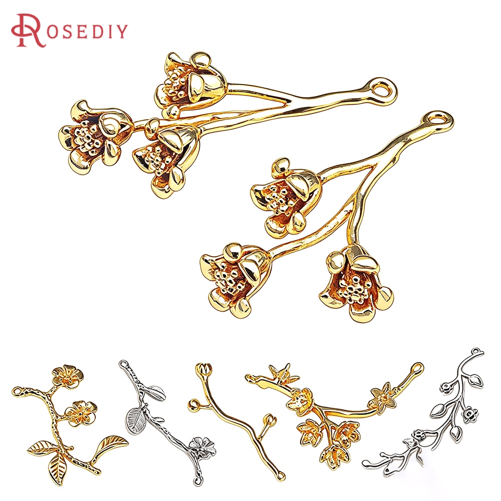 Vintage Fashion Necklace - 18K Gold Color Brass Flower Branch