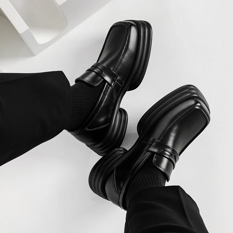 Vintage Fashion In Japan - Men Zipper Patent Leather Increase Loafers