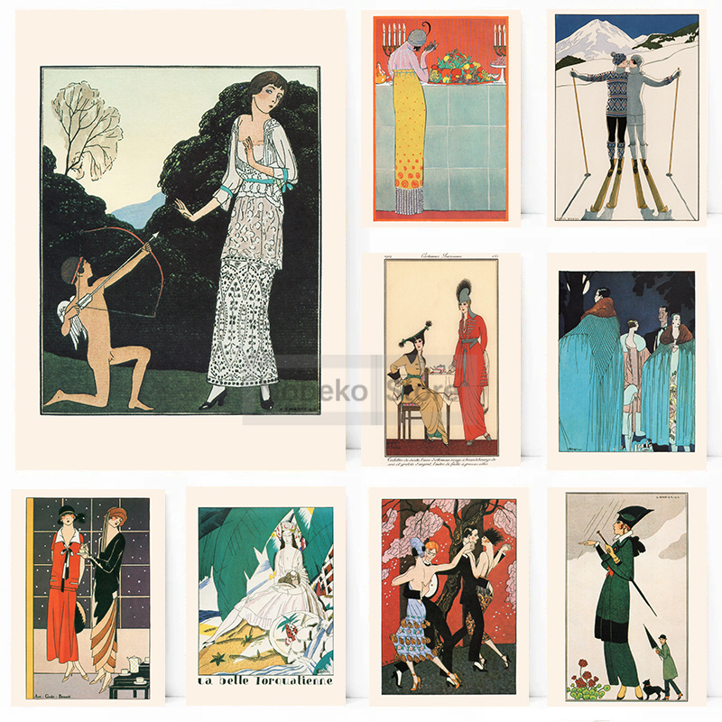 Vintage Fashion Prints For Wall - Vintage French Deco Art Illustration Poster