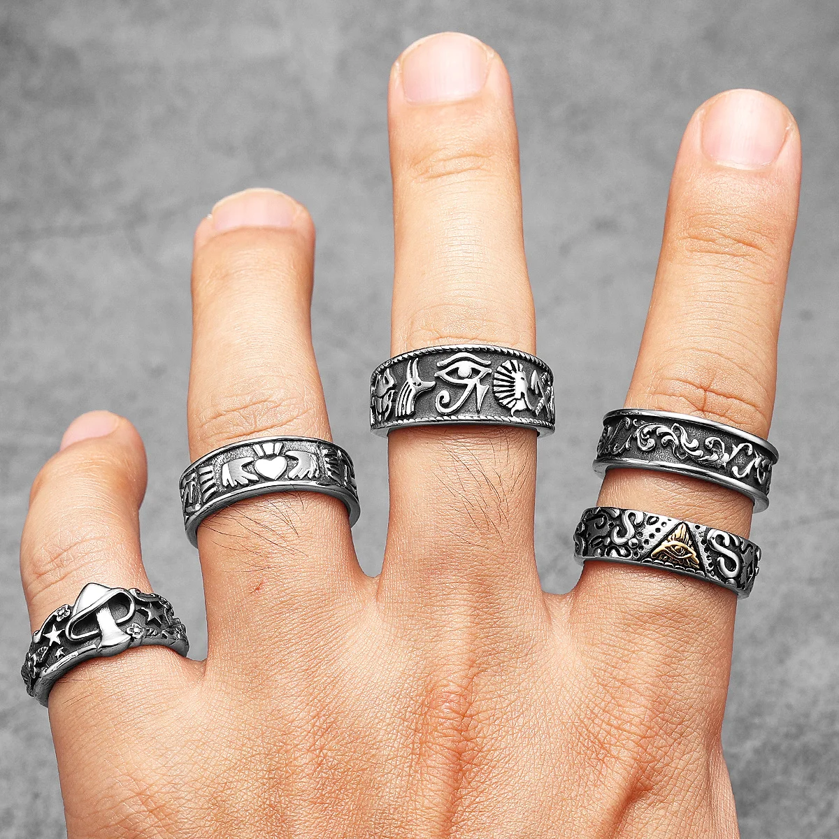 Mushroom Star Men Rings Stainl - Vintage Fashion Newtown avis et prix