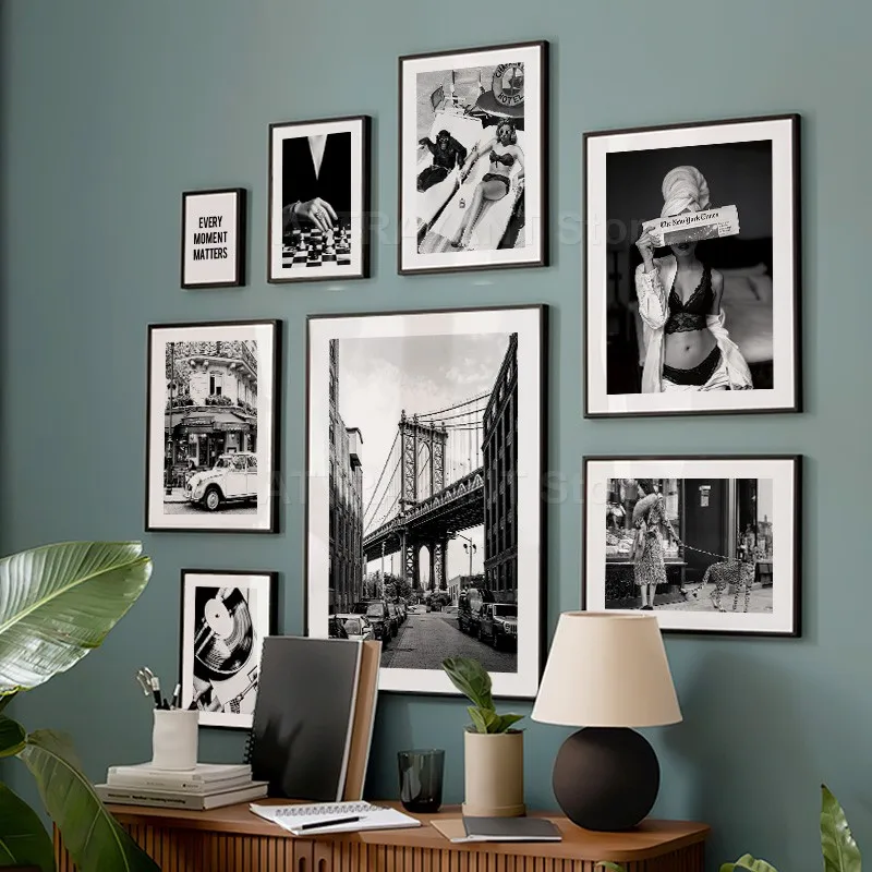 Black and White Vintage Wall A - Vintage Fashion Prints For Wall avis et prix
