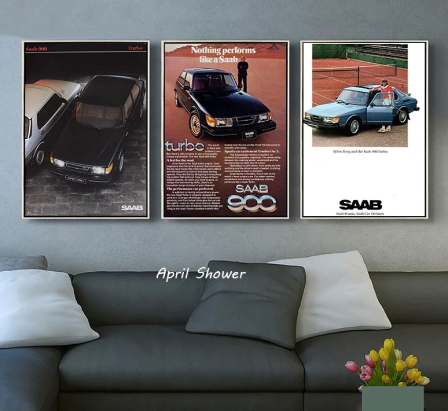 Classic Vintage Saab 900 Turbo - Vintage Fashion Prints For Wall avis et prix
