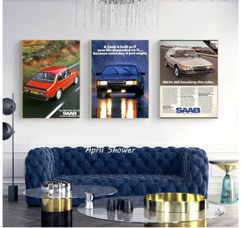 Classic Vintage Saab 900 Turbo - Vintage Fashion Prints For Wall avis et prix
