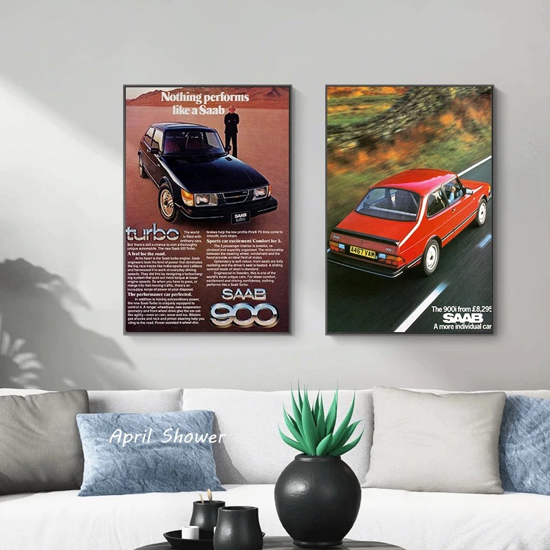 Classic Vintage Saab 900 Turbo - Vintage Fashion Prints For Wall avis et prix