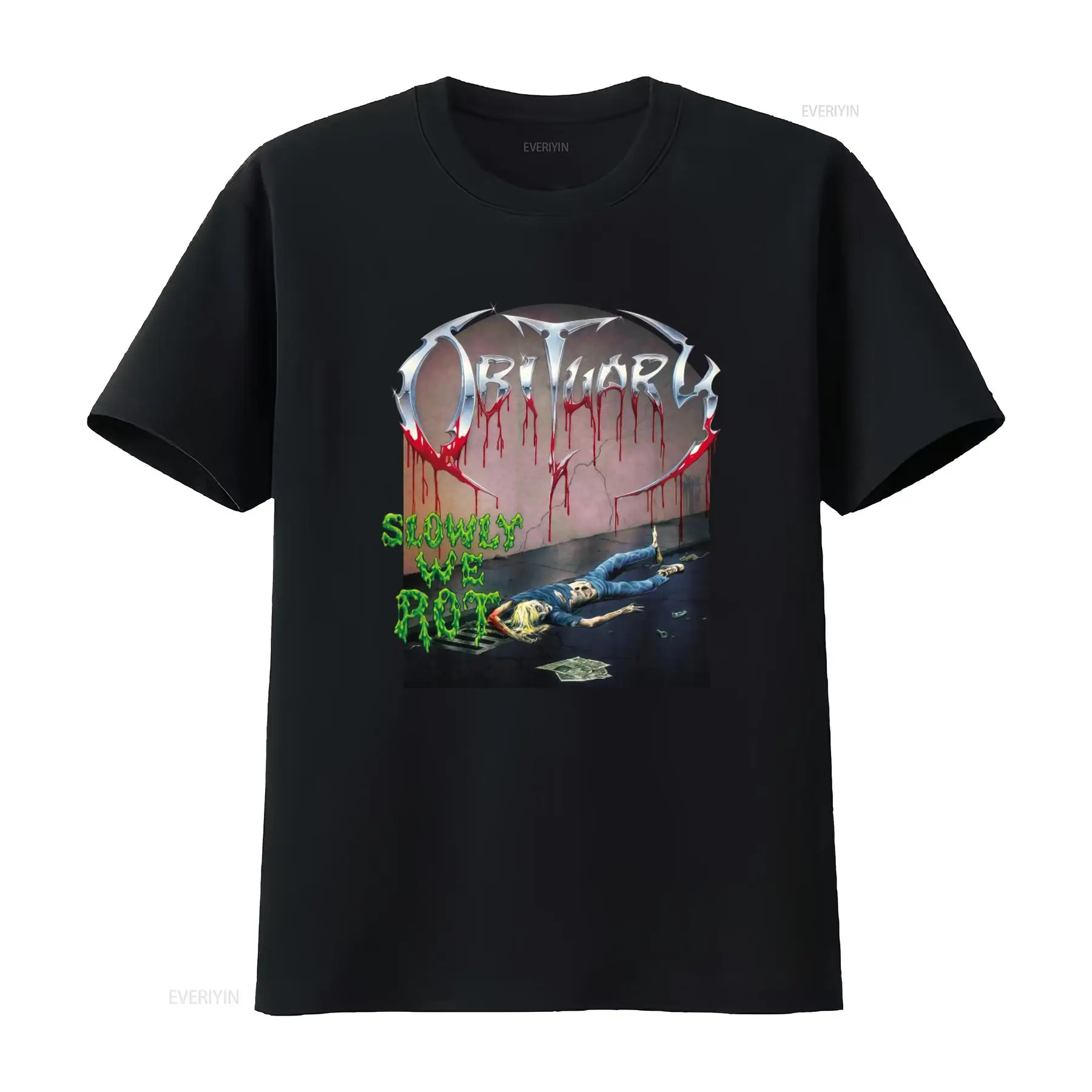 OBITUARY Slowly We Rot Print T - Vintage Fashion Obituaries avis et prix