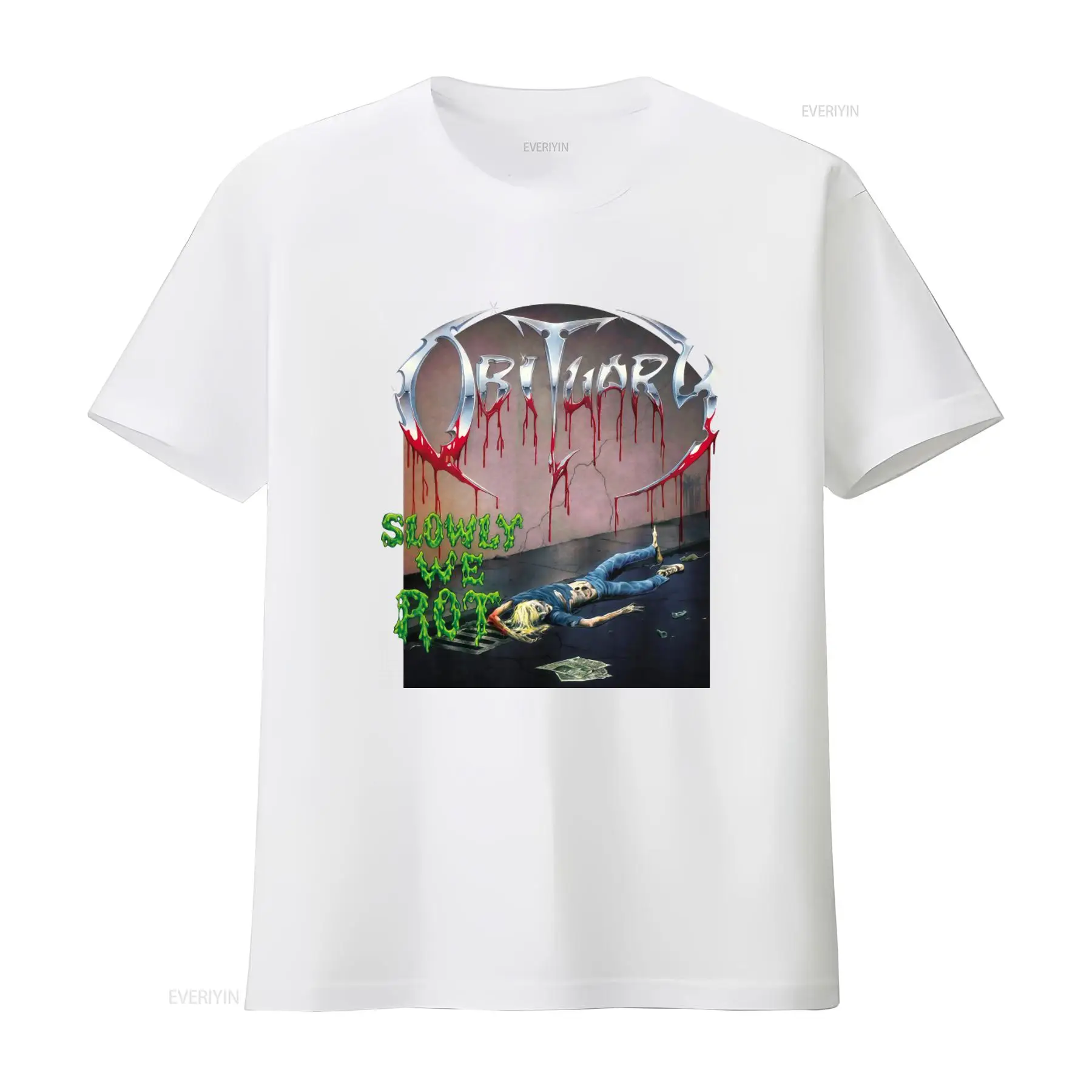 OBITUARY Slowly We Rot Print T - Vintage Fashion Obituaries avis et prix