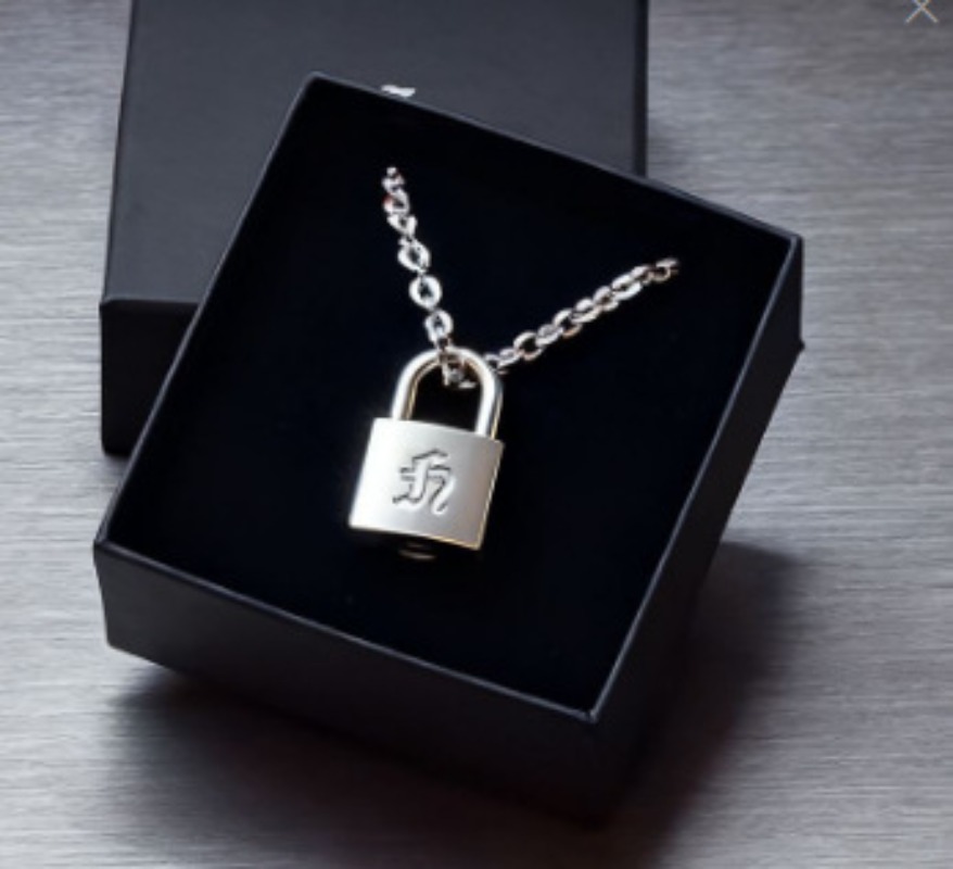 Smooth Matte Finish Metal Lock - Vintage Fashion Necklace avis et prix