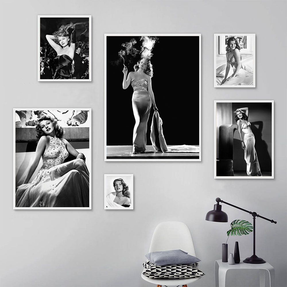 Rita Hayworth Poster,Black and - Vintage Fashion Prints For Wall avis et prix