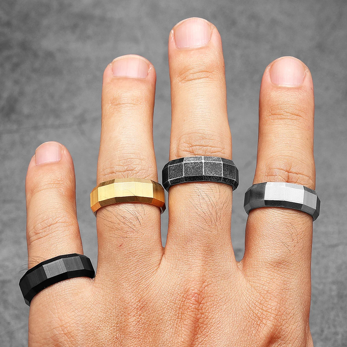 Geometric Cuts Men Rings Stain - Vintage Fashion Newtown avis et prix