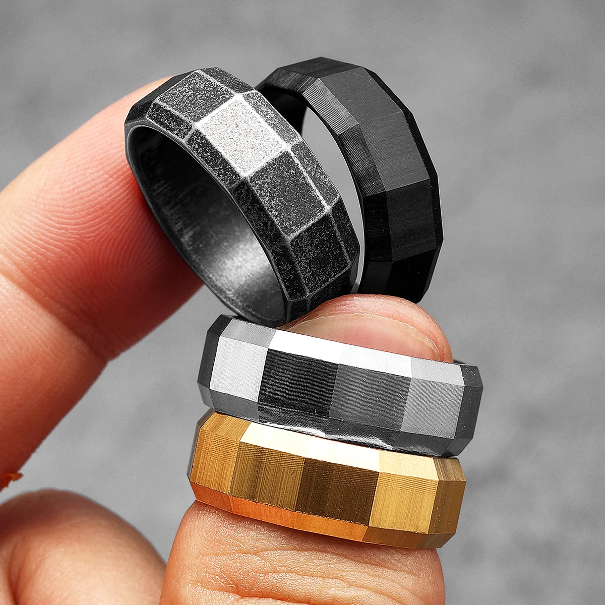 Geometric Cuts Men Rings Stain - Vintage Fashion Newtown avis et prix