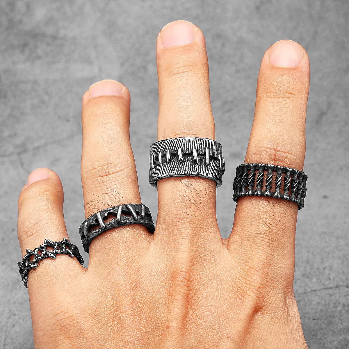 Retro Suture Men Rings Stainle - Vintage Fashion Newtown avis et prix
